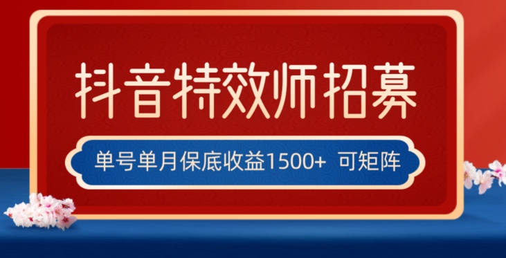 全网首发抖音特效师最新玩法，单号保底收益1500+，可多账号操作，每天操作十分钟【揭秘】-温暖资源库