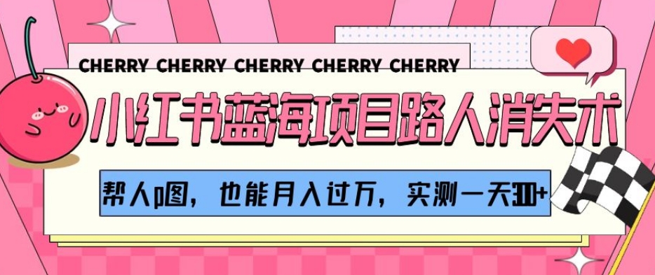 小红书蓝海项目路人消失术，帮人p图，也能月入过万，实测一天300+【揭秘】-温暖资源库