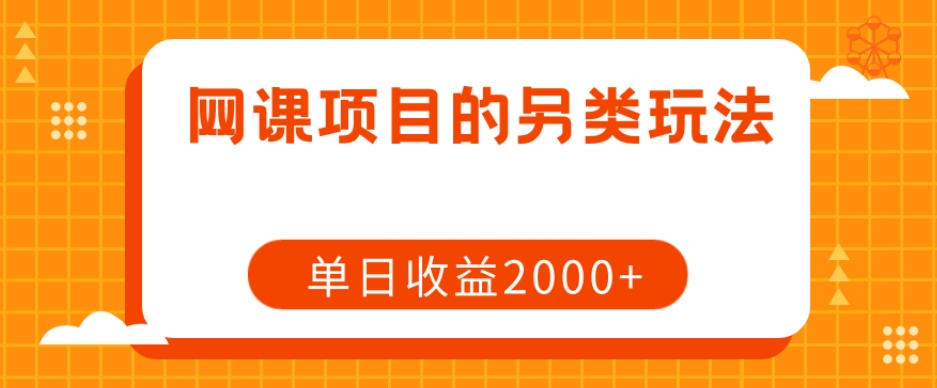 网课项目的另类玩法，单日收益2000+【揭秘】-温暖资源库