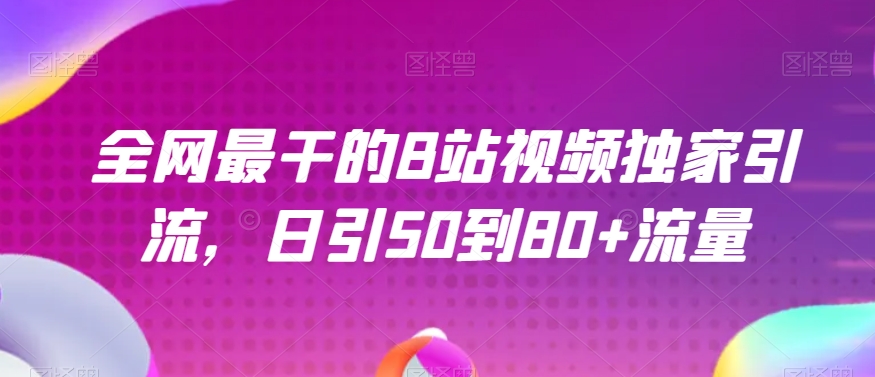 全网最干的B站视频独家引流，日引50到80+流量【揭秘】-温暖资源库