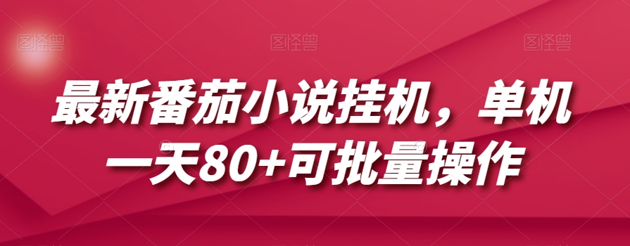 最新番茄小说挂机，单机一天80+可批量操作【揭秘】-温暖资源库