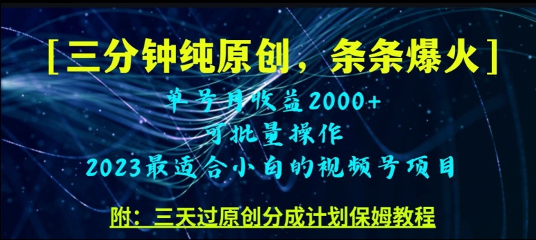 三分钟制作视频号纯原创，条条爆款，轻松月入过万【揭秘】-温暖资源库