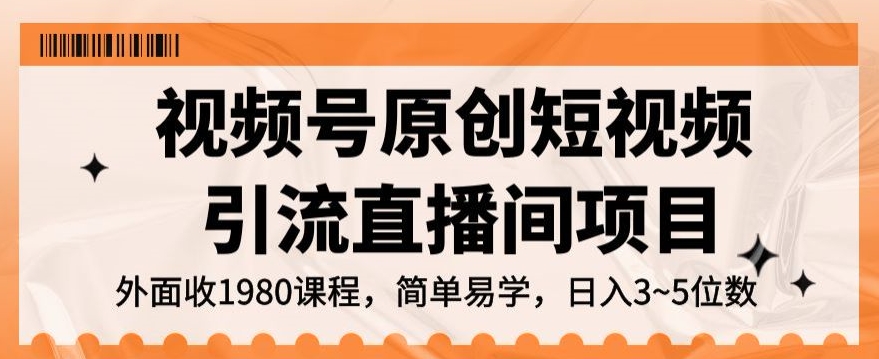 视频号原创短视频引流直播间项目，日入3~5五位数【揭秘】-温暖资源库