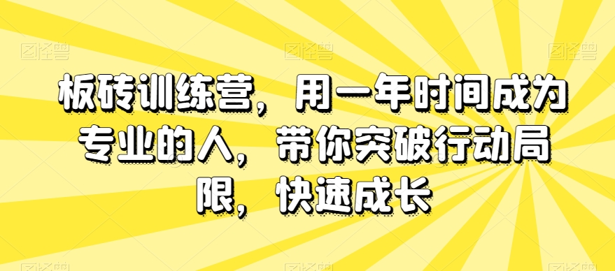 板砖训练营，用一年时间成为专业的人，带你突破行动局限，快速成长-温暖资源库