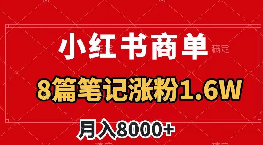 小红书商单最新玩法，8篇笔记涨粉1.6w，作品制作简单，月入8000+【揭秘】-温暖资源库