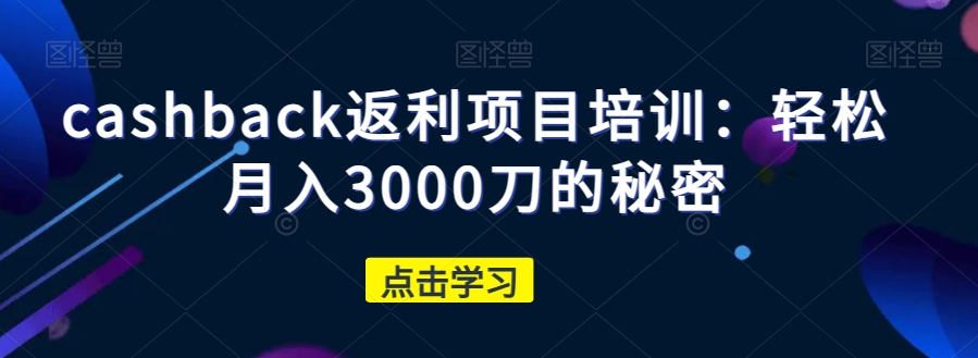 cashback返利项目培训：轻松月入3000刀的秘密-温暖资源库
