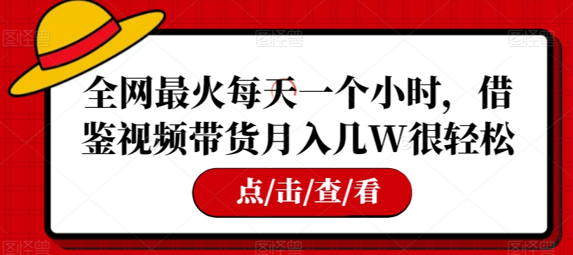 全网最火每天一个小时，借鉴视频带货月入几W很轻松【揭秘】-温暖资源库