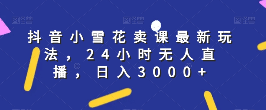抖音小雪花卖课最新玩法，24小时无人直播，日入3000+【揭秘】-温暖资源库
