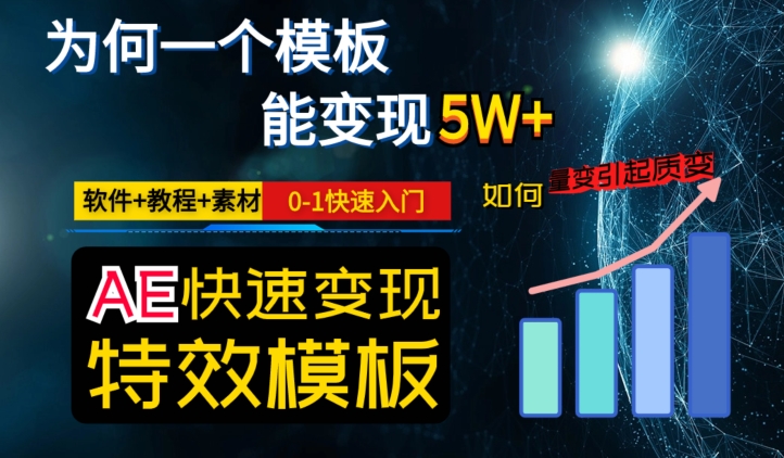 AE视频特效模板变现月入3-5W，0-1快速入门，软件+教程+素材-温暖资源库