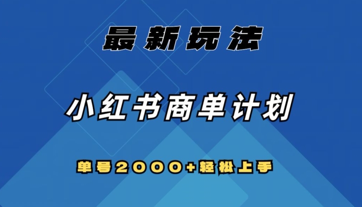 全网首发，小红书商单计划最新玩法，单号2000+可扩大可复制【揭秘】-温暖资源库