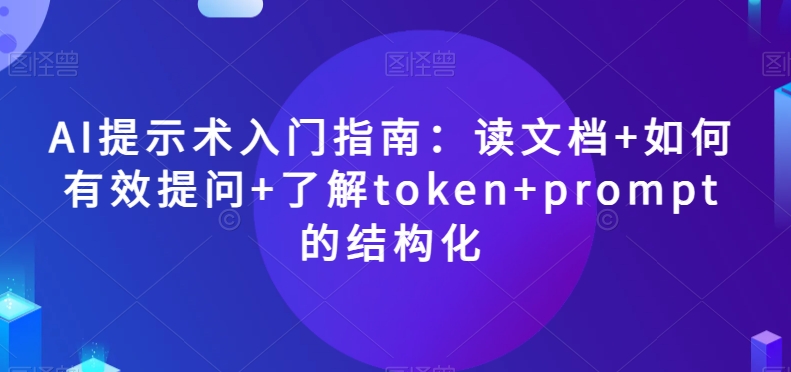 AI提示术入门指南：读文档+如何有效提问+了解token+prompt的结构化【揭秘】-温暖资源库