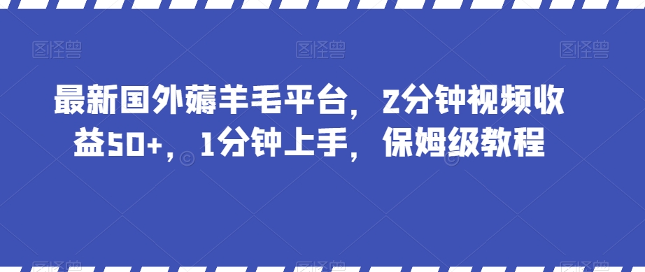 最新国外薅羊毛平台，2分钟视频收益50+，1分钟上手，保姆级教程【揭秘】-温暖资源库