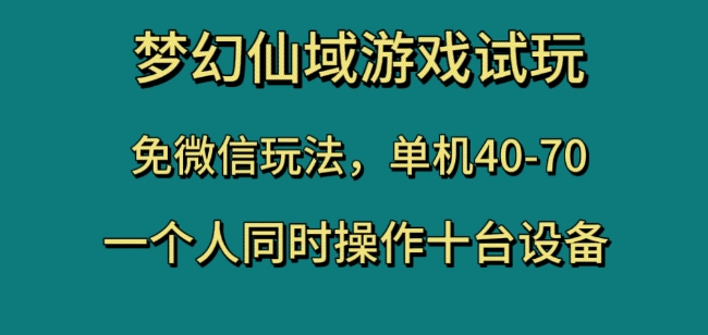 梦幻仙域游戏试玩，免微信玩法，单机40-70，一个人同时操作十台设备【揭秘】-温暖资源库