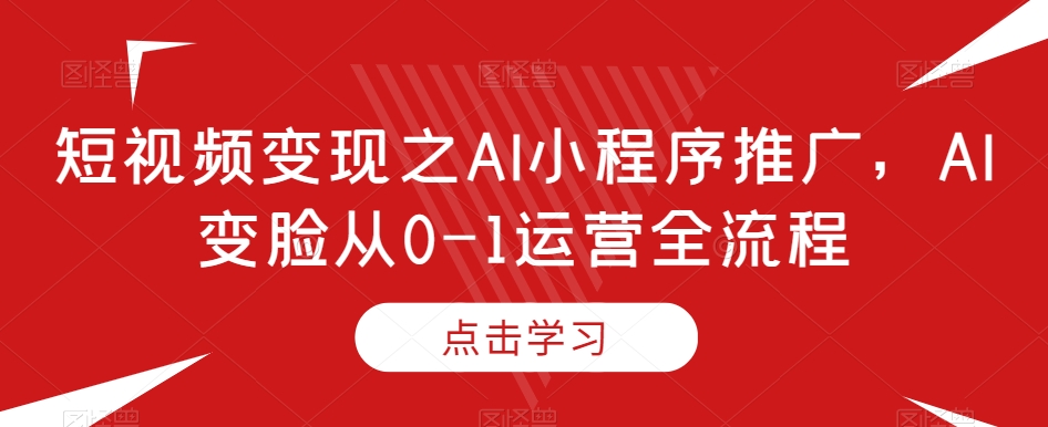 短视频变现之AI小程序推广，AI变脸从0-1运营全流程-温暖资源库