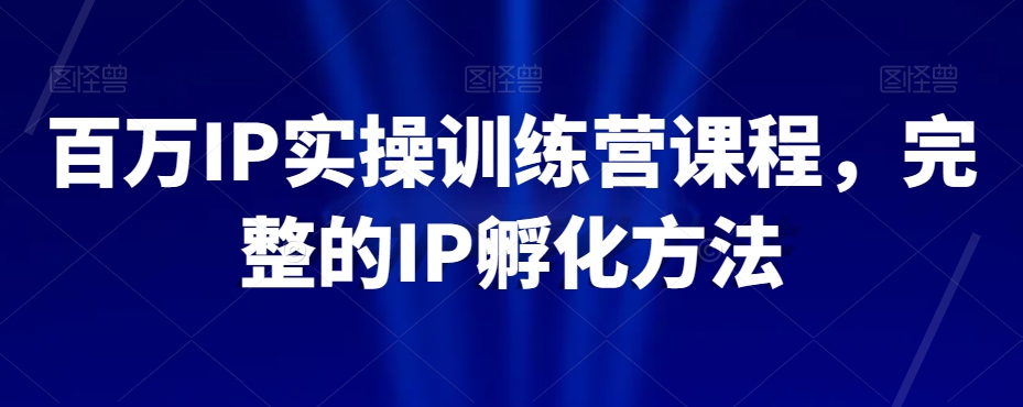 百万IP实操训练营课程，完整的IP孵化方法-温暖资源库