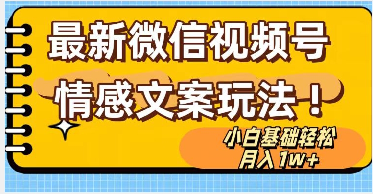 微信视频号情感文案最新玩法，小白轻松月入1万+无脑搬运【揭秘】-温暖资源库