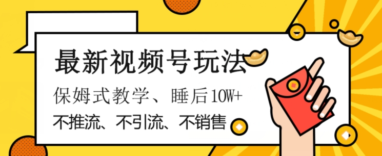 最新视频号玩法，不销售、不引流、不推广，躺着月入1W+，保姆式教学，小白轻松上手【揭秘】-温暖资源库