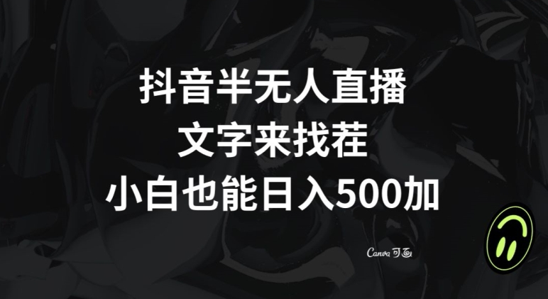 抖音半无人直播，文字来找茬小游戏，每天收益500+【揭秘】-温暖资源库