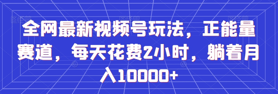 全网最新视频号玩法，正能量赛道，每天花费2小时，躺着月入10000+【揭秘】-温暖资源库