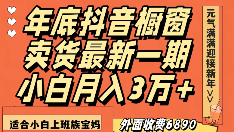 外面收费6890元年底抖音橱窗卖货最新一期，小白月入3万，适合小白上班族宝妈【揭秘】-温暖资源库