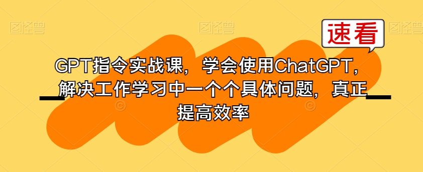 GPT指令实战课，学会使用ChatGPT，解决工作学习中一个个具体问题，真正提高效率-温暖资源库
