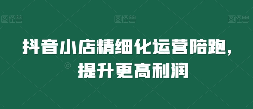 抖音小店精细化运营陪跑，提升更高利润-温暖资源库