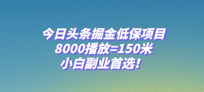 今日头条掘金低保项目，8000播放=150米，小白副业首选【揭秘】-温暖资源库