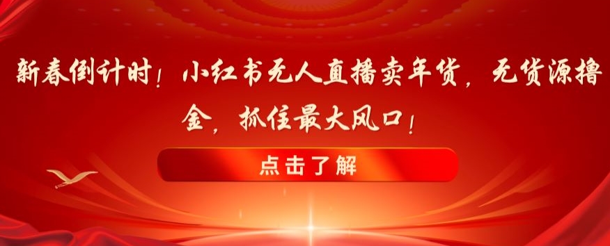 新春倒计时！小红书无人直播卖年货，无货源撸金，抓住最大风口【揭秘】-温暖资源库