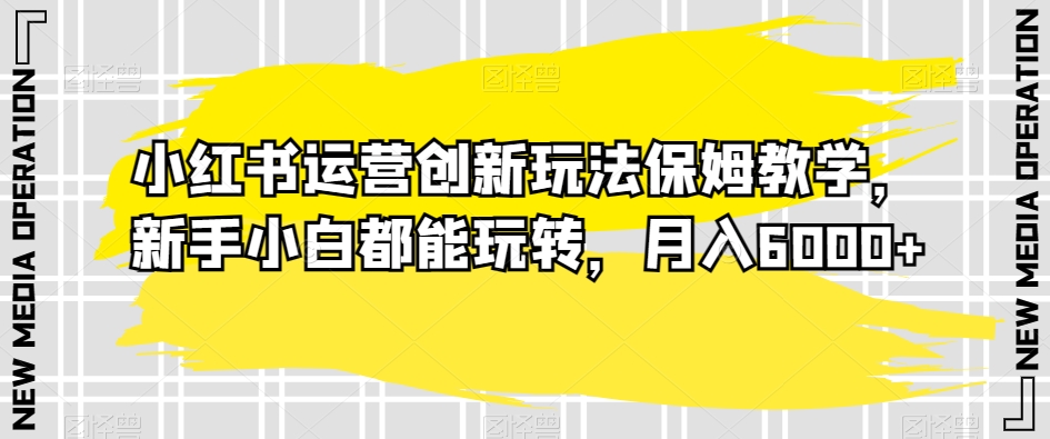 小红书运营创新玩法保姆教学，新手小白都能玩转，月入6000+【揭秘】-温暖资源库