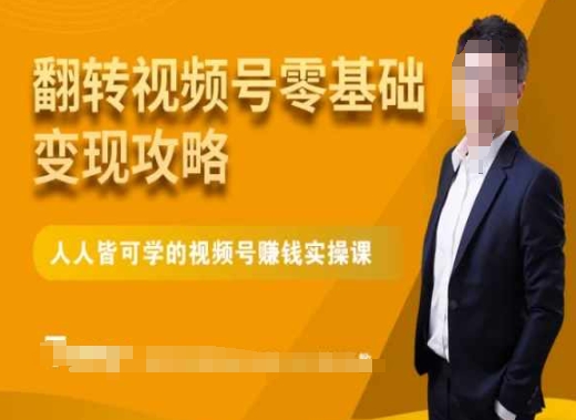 微信视频号零基础变现攻略，人人皆可学的视频号赚钱实操课-温暖资源库