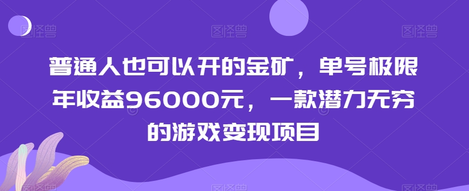 普通人也可以开的金矿，单号极限年收益96000元，一款潜力无穷的游戏变现项目【揭秘】-温暖资源库
