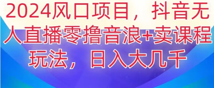 2024风口项目，抖音无人主播撸音浪+卖课程玩法，日入大几千【揭秘】-温暖资源库