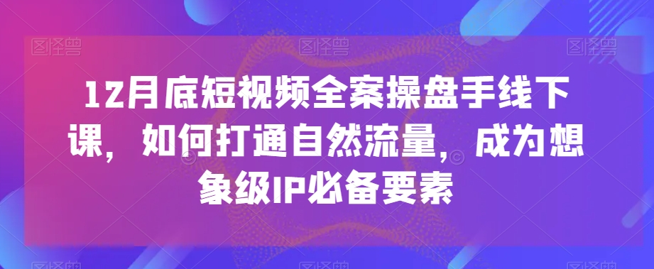 12月底短视频全案操盘手线下课，如何打通自然流量，成为想象级IP必备要素-温暖资源库