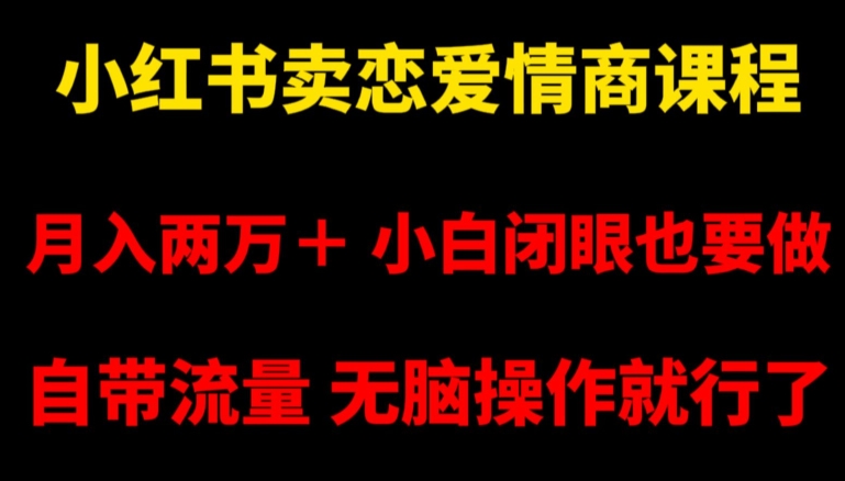小红书卖恋爱情商课程，月入两万＋，小白闭眼也要做，自带流量，无脑操作就行了【揭秘】-温暖资源库