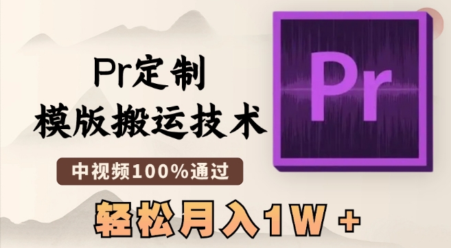最新Pr定制模版搬运技术，中视频100%通过，几分钟一条视频，轻松月入1W＋【揭秘】-温暖资源库