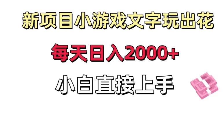 新项目小游戏文字玩出花日入2000+，每天只需一小时，小白直接上手【揭秘】-温暖资源库
