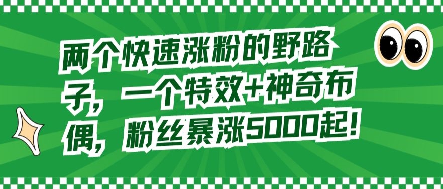 两个快速涨粉的野路子，一个特效+神奇布偶，粉丝暴涨5000起【揭秘】-温暖资源库