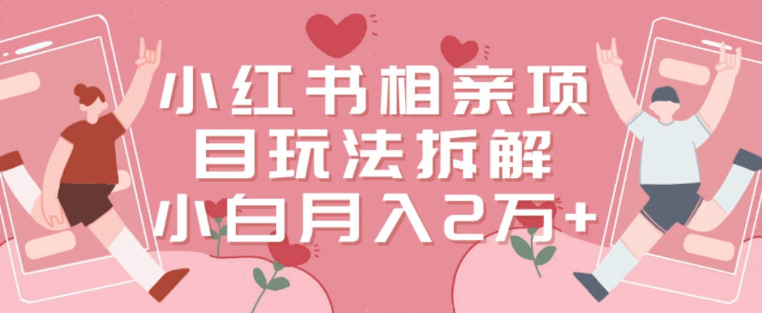 小红书相亲项目玩法拆解，有人通过这个副业项目做到了月收入2万多【揭秘】-温暖资源库