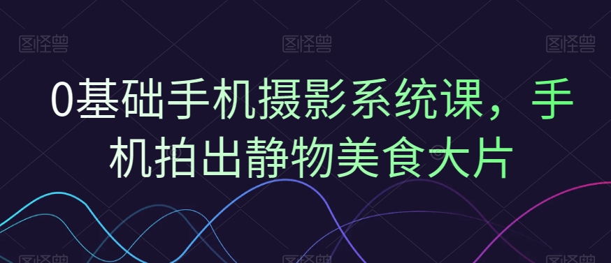 0基础手机摄影系统课，手机拍出静物美食大片-温暖资源库