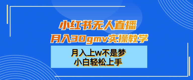 小红书无人直播月入30gmv实操教学，月入上w不是梦，小白轻松上手【揭秘】-温暖资源库