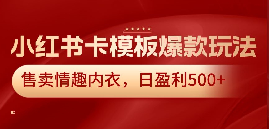 小红书卡模板爆款玩法，售卖情趣内衣，日盈利500+【揭秘】-温暖资源库
