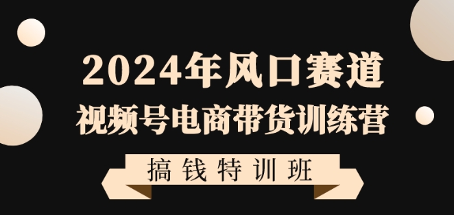 2024年风口赛道视频号电商带货训练营搞钱特训班，带领大家快速入局自媒体电商带货-温暖资源库