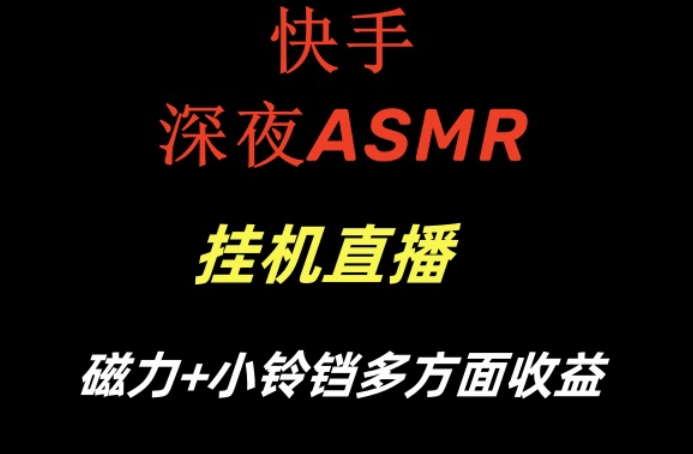 快手深夜ASMR挂机直播，磁力+小铃铛收益（附带工具和5G素材）【揭秘】-温暖资源库