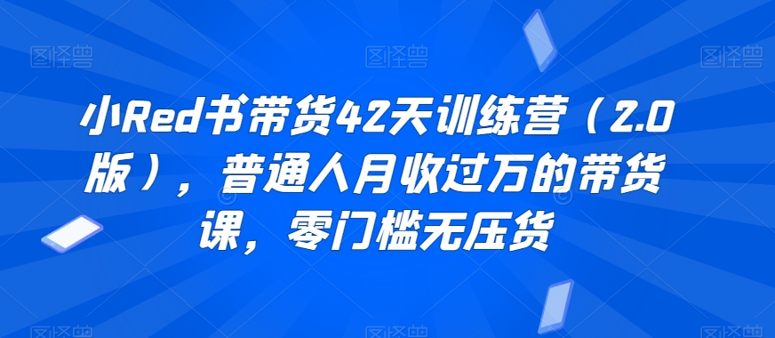 小Red书带货42天训练营（2.0版），普通人月收过万的带货课，零门槛无压货-温暖资源库