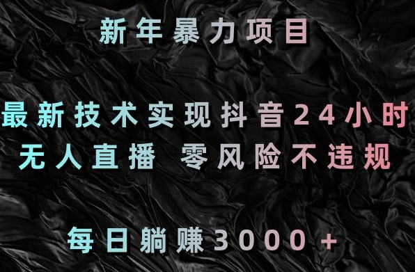 新年暴力项目，最新技术实现抖音24小时无人直播，零风险不违规，每日躺赚3000＋【揭秘】-温暖资源库