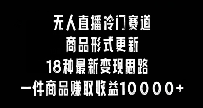 无人直播冷门赛道，商品形式更新，18种变现思路，一件商品赚取收益10000+【揭秘】-温暖资源库