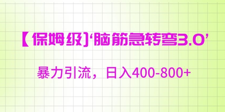 保姆级脑筋急转弯3.0，暴力引流，日入400-800+【揭秘】-温暖资源库