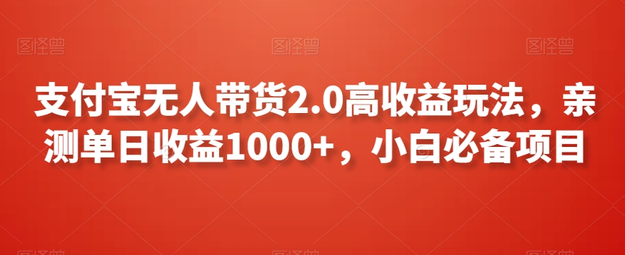 支付宝无人带货2.0高收益玩法，亲测单日收益1000+，小白必备项目【揭秘】-温暖资源库