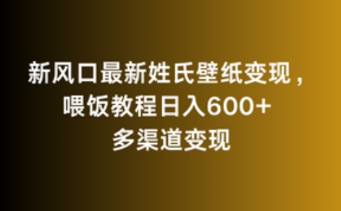 新风口最新姓氏壁纸变现，喂饭教程日入600+【揭秘】-温暖资源库