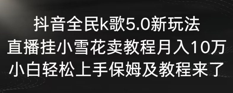 抖音全民k歌5.0新玩法，直播挂小雪花卖教程月入10万，小白轻松上手，保姆及教程来了【揭秘】-温暖资源库